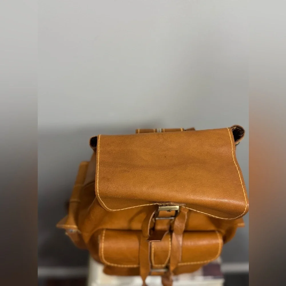Handmade Brown Leather Backpack